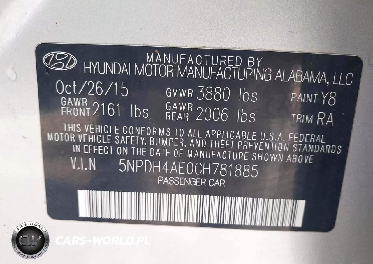 2016 Hyundai Elantra Se VIN:5NPDH4AE0GH781885 - 9