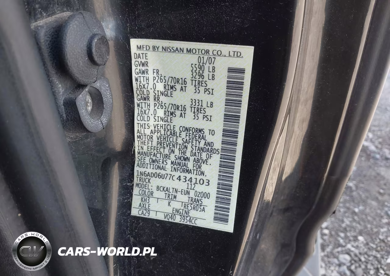 2007 Nissan Frontier Se VIN:1N6AD06U77C434103 - 9