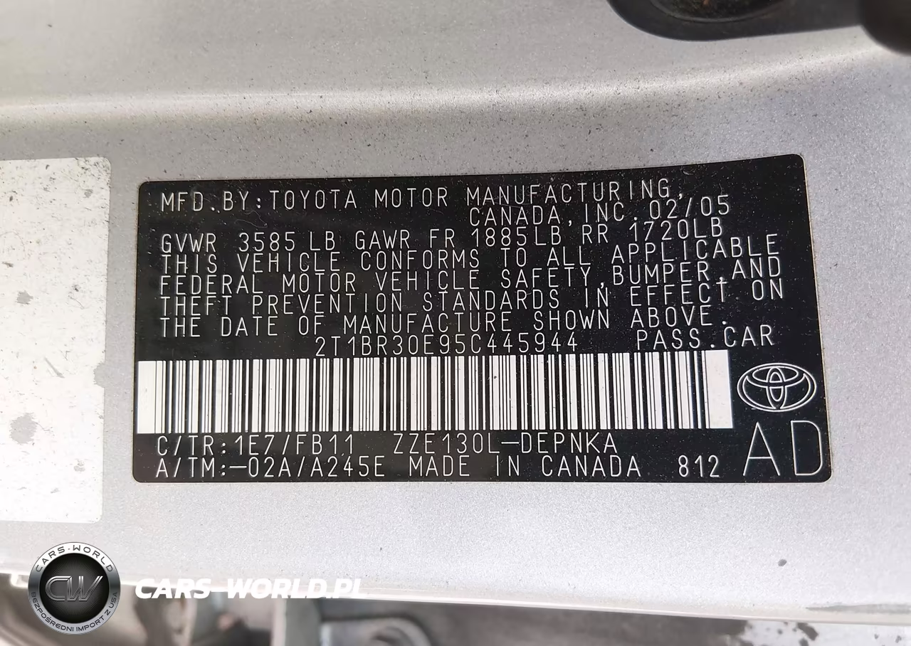 2005 Toyota Corolla Le VIN:2T1BR30E95C445944 - 9