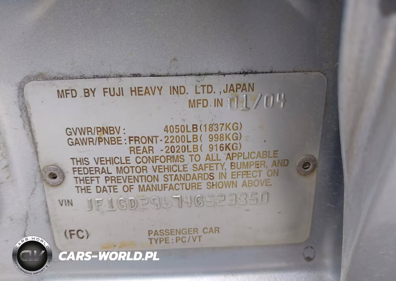 2004 Subaru Impreza Wrx VIN:JF1GD29674G523850 - 9