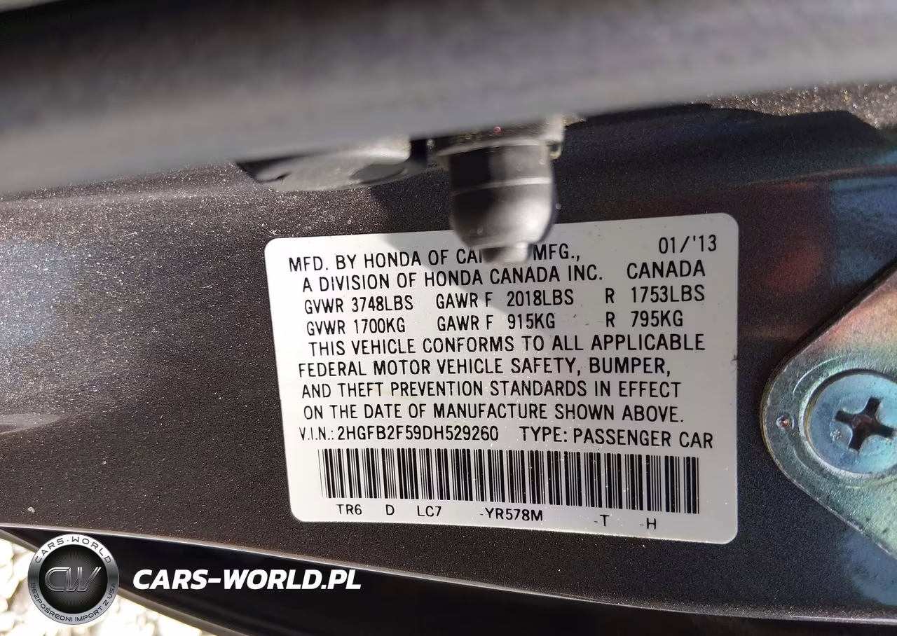 2013 Honda Civic Lx VIN:2HGFB2F59DH529260 - 9