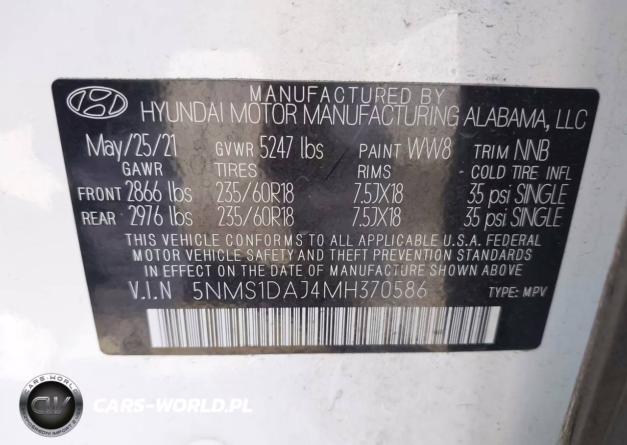 2021 Hyundai Santa Fe Se VIN:5NMS1DAJ4MH370586 - 9