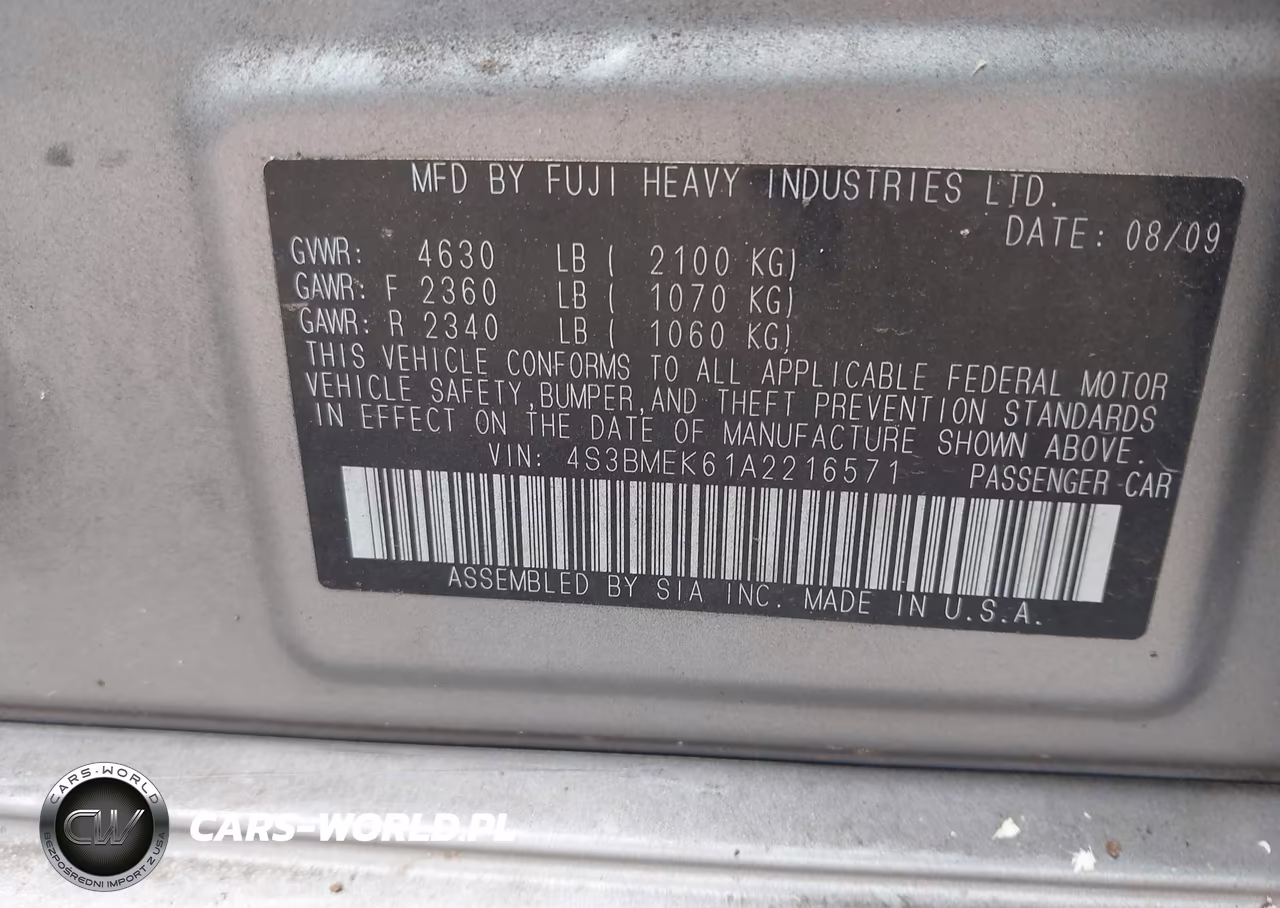 2010 Subaru Legacy 3.6R Limited VIN:4S3BMEK61A2216571 - 9