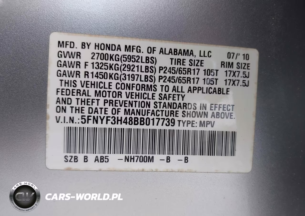 2011 Honda Pilot Ex VIN:5FNYF3H48BB017739 - 9