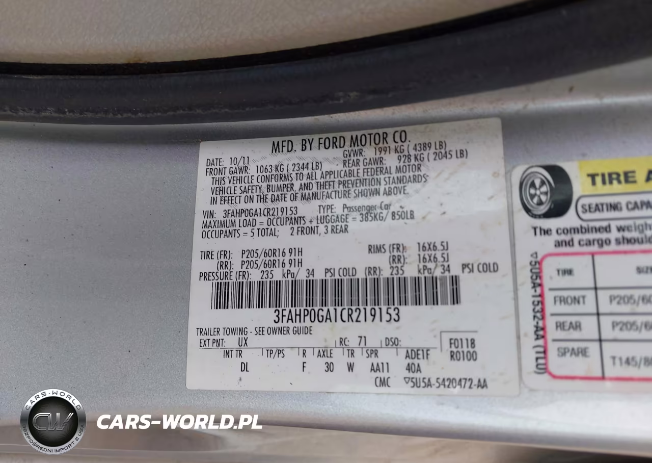 2012 Ford Fusion S VIN:3FAHP0GA1CR219153 - 9