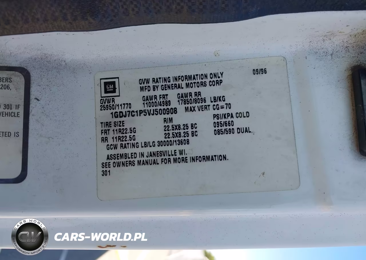 1997 GMC T-Series F7B042 VIN:1GDJ7C1P5VJ500908 - 8