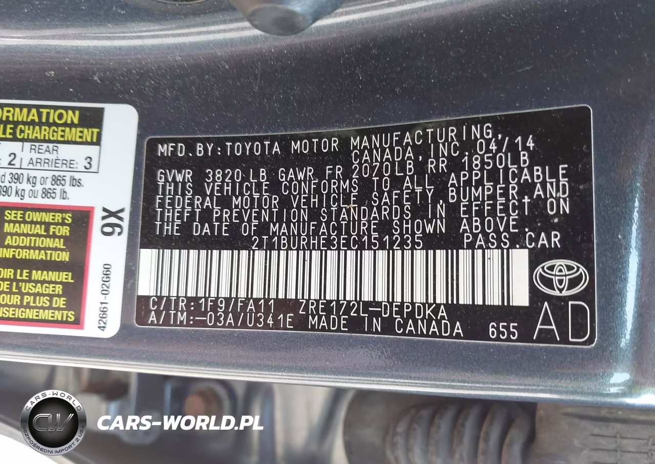 2014 Toyota Corolla L VIN:2T1BURHE3EC151235 - 9