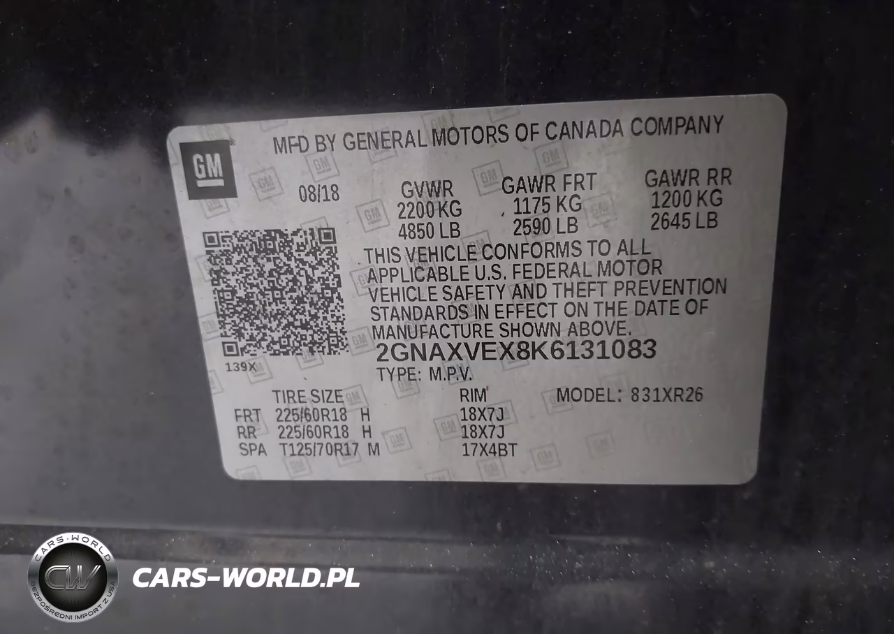 2019 Chevrolet Equinox Lt VIN:2GNAXVEX8K6131083 - 9