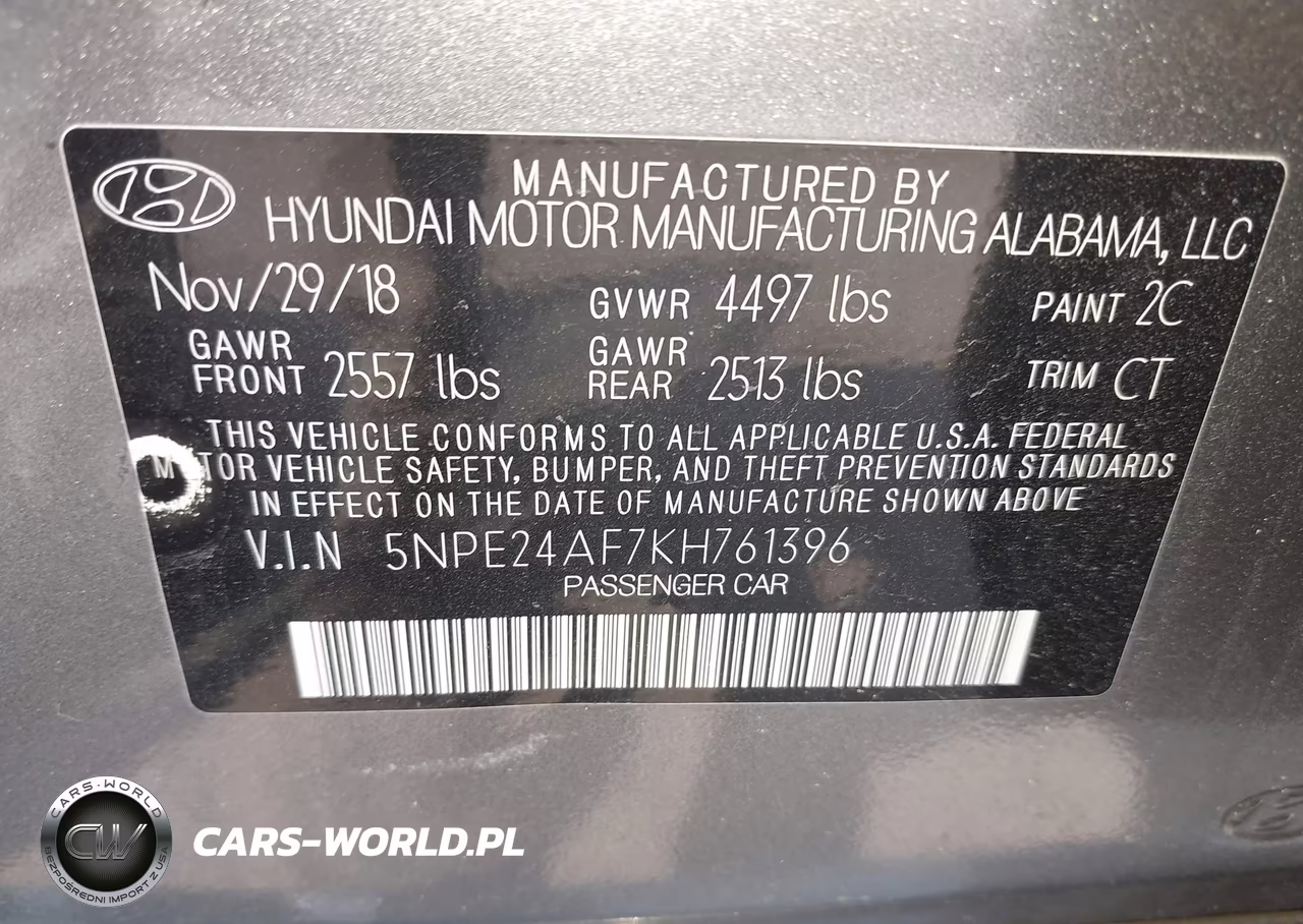2019 Hyundai Sonata Se VIN:5NPE24AF7KH761396 - 9