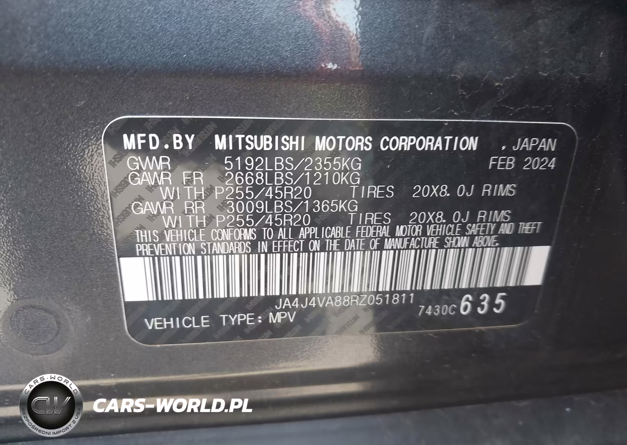 2024 Mitsubishi Outlander Se 2.5 S-Awc-Se Black Edition S-Awc-Se Black Edition W-Pano Roof S-Awc-Se Ralliart S-Awc VIN:JA4J4VA88RZ051811 - 9