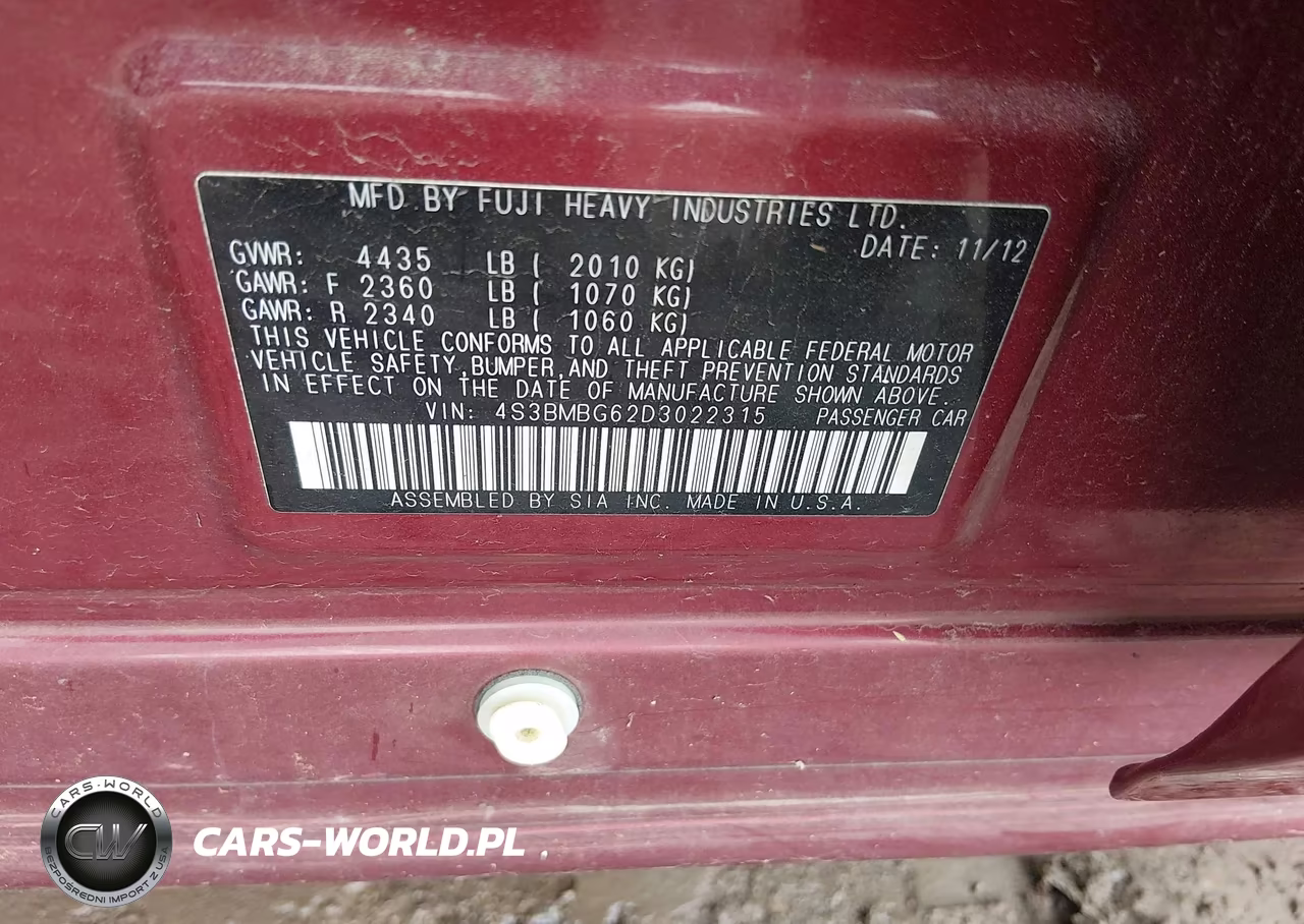2013 Subaru Legacy 2.5I Premium VIN:4S3BMBG62D3022315 - 9
