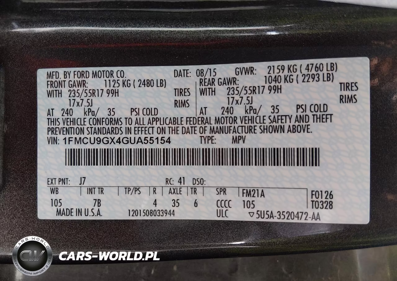 2016 Ford Escape Se VIN:1FMCU9GX4GUA55154 - 9