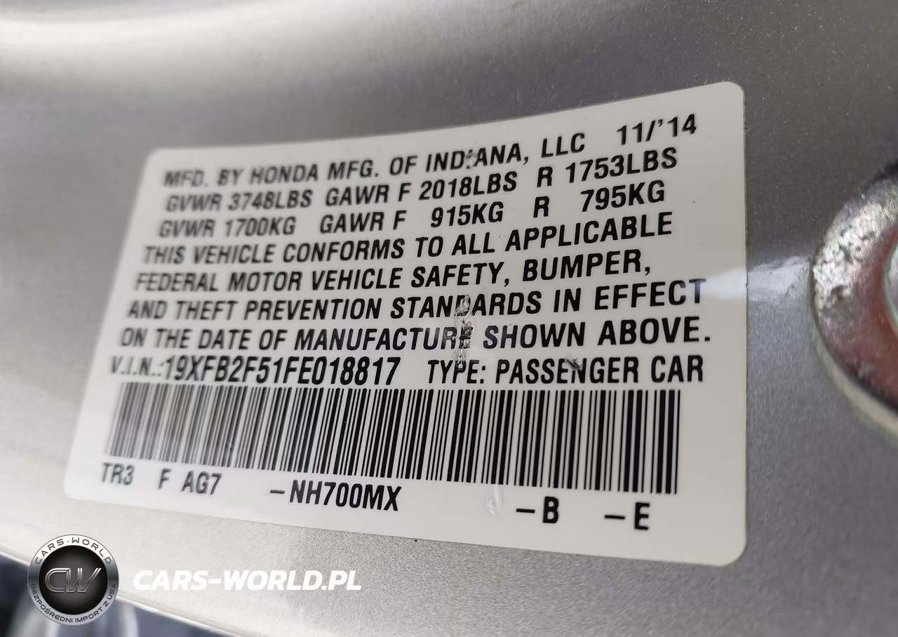 2015 Honda Civic Lx VIN:19XFB2F51FE018817 - 9