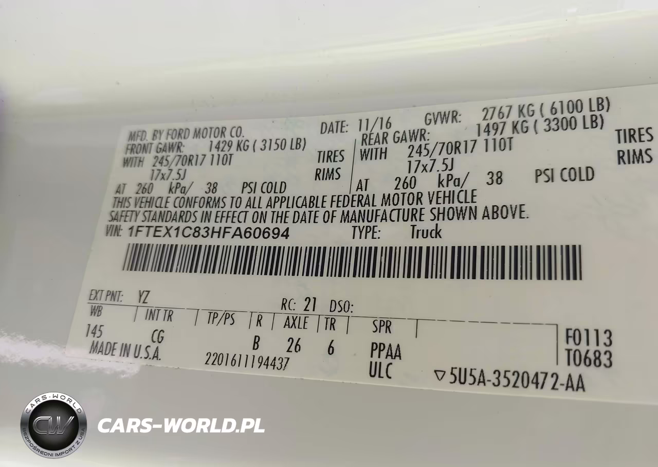 2017 Ford F-150 Xl VIN:1FTEX1C83HFA60694 - 9