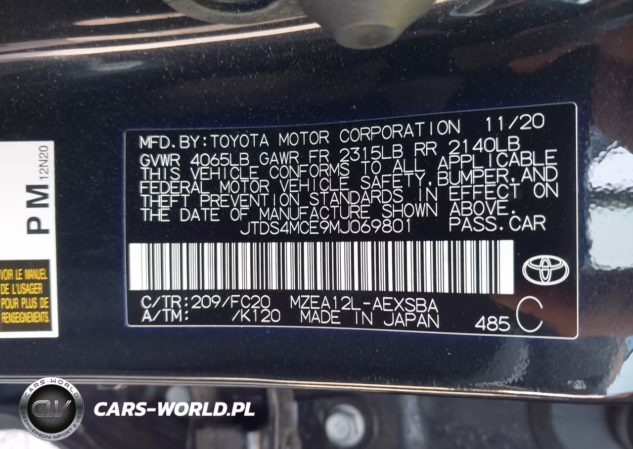 2021 Toyota Corolla Se VIN:JTDS4MCE9MJ069801 - 9