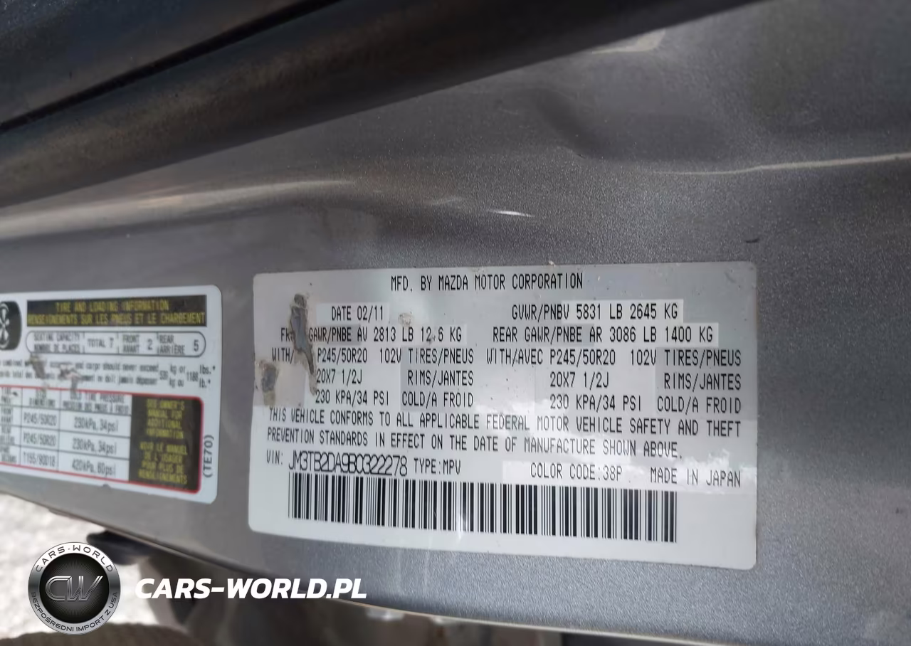 2011 Mazda Cx-9 Grand Touring VIN:JM3TB2DA9B0322278 - 9