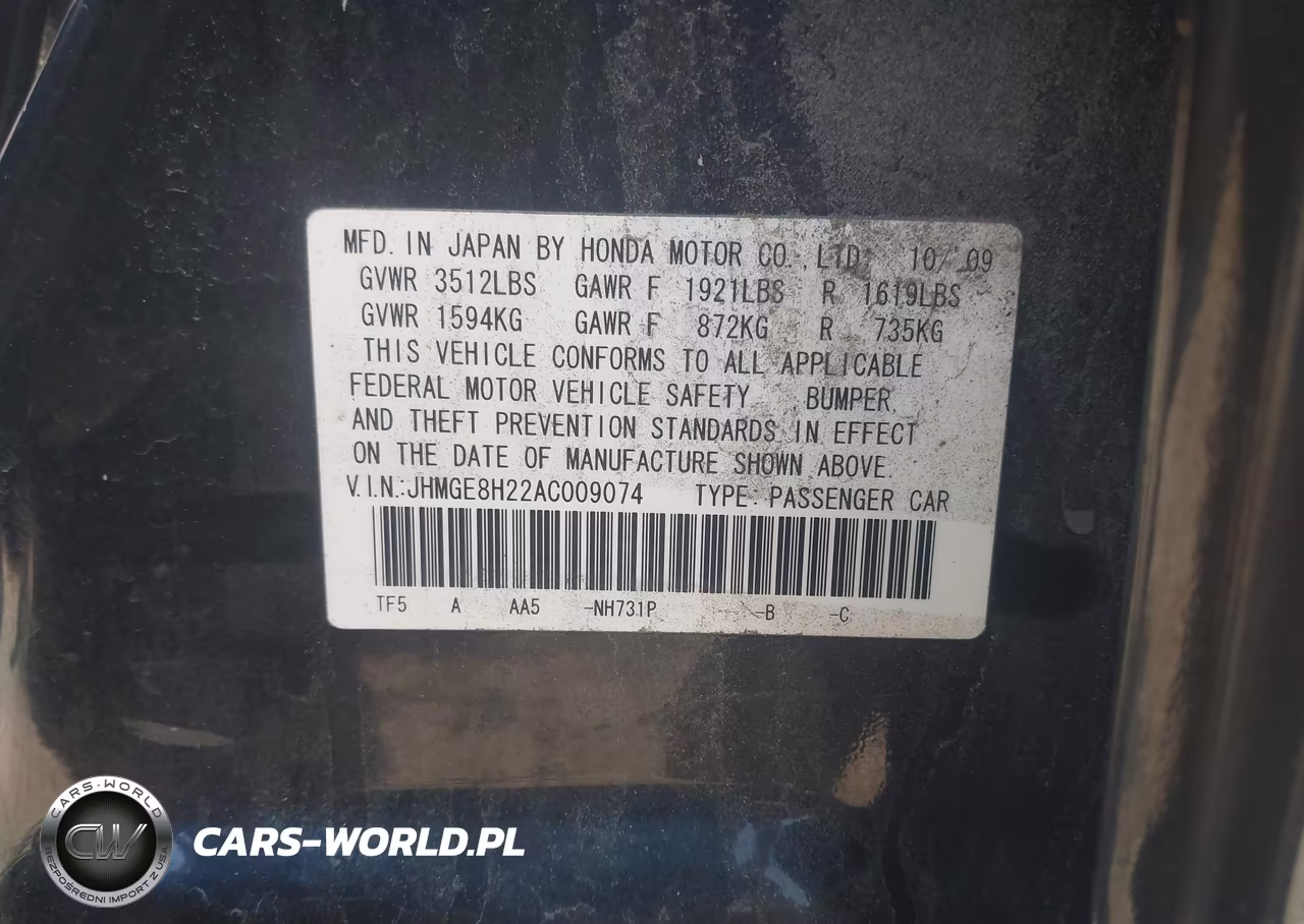 2010 Honda Fit VIN:JHMGE8H22AC009074 - 9