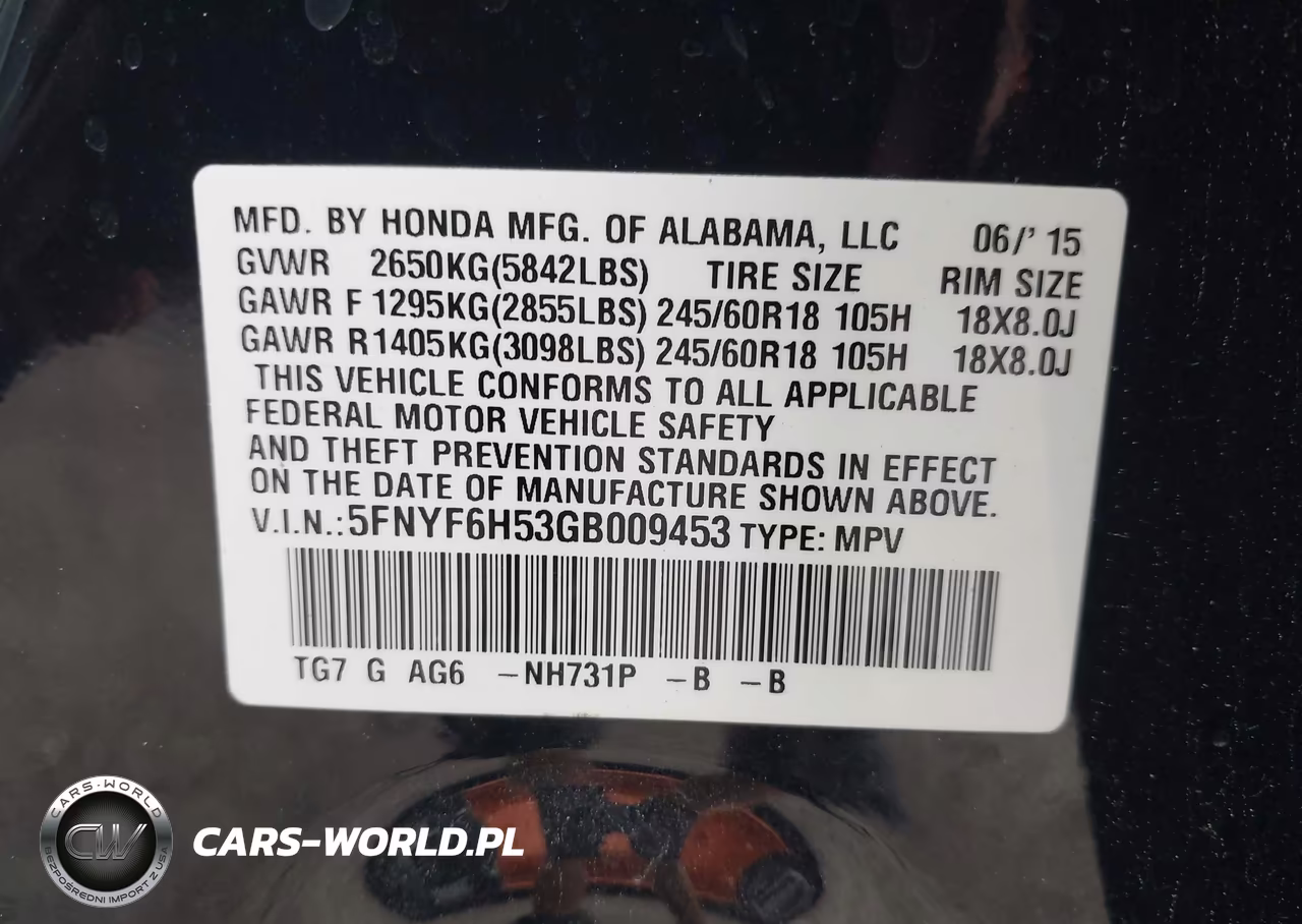 2016 Honda Pilot Ex-L VIN:5FNYF6H53GB009453 - 9