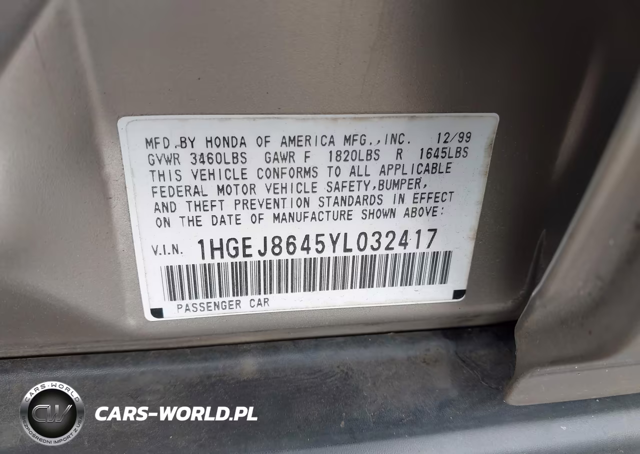 2000 Honda Civic Ex VIN:1HGEJ8645YL032417 - 9