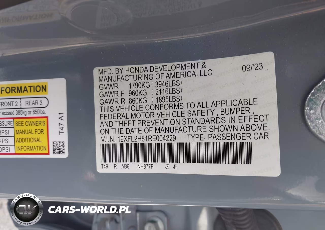 2024 Honda Civic Sport VIN:19XFL2H81RE004229 - 9