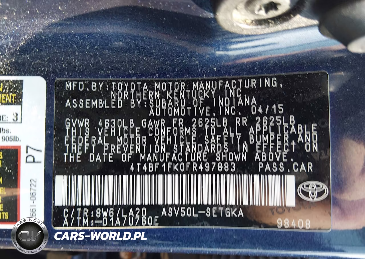 2015 Toyota Camry Xle VIN:4T4BF1FK0FR497883 - 9