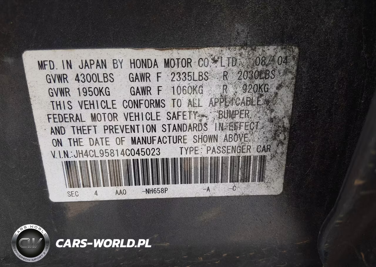 2004 Acura Tsx VIN:JH4CL95814C045023 - 9