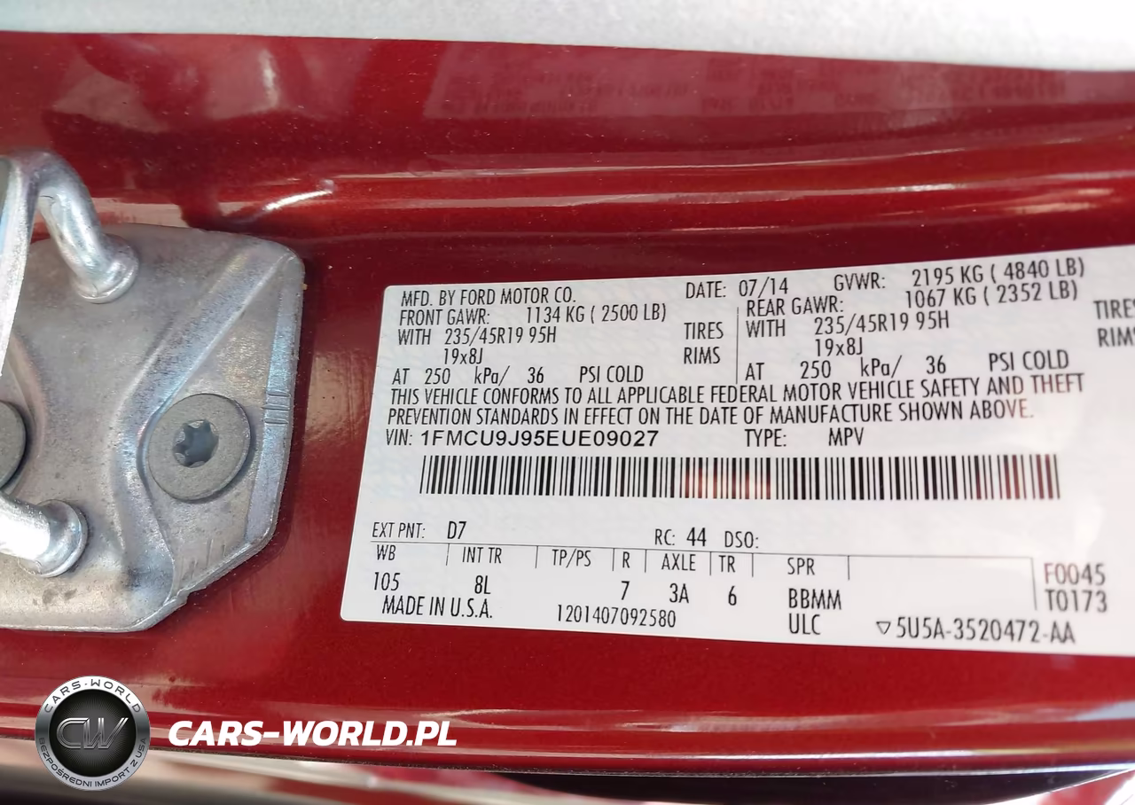 2014 Ford Escape Titanium VIN:1FMCU9J95EUE09027 - 9