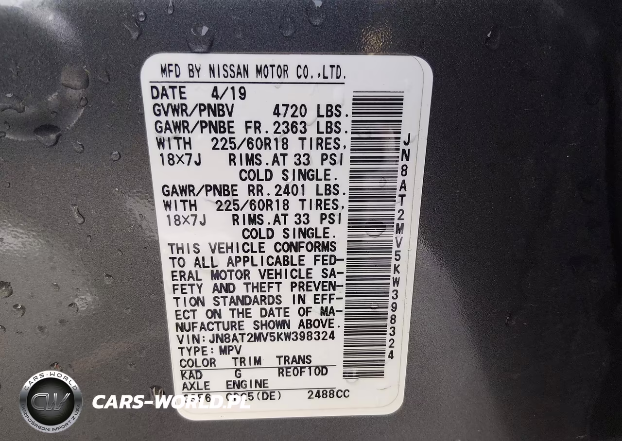 2019 Nissan Rogue Sv VIN:JN8AT2MV5KW398324 - 9