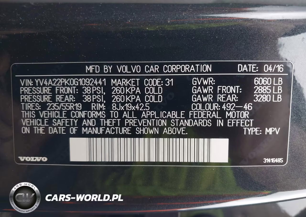 2016 Volvo Xc90 T6 Momentum VIN:YV4A22PK0G1092441 - 9