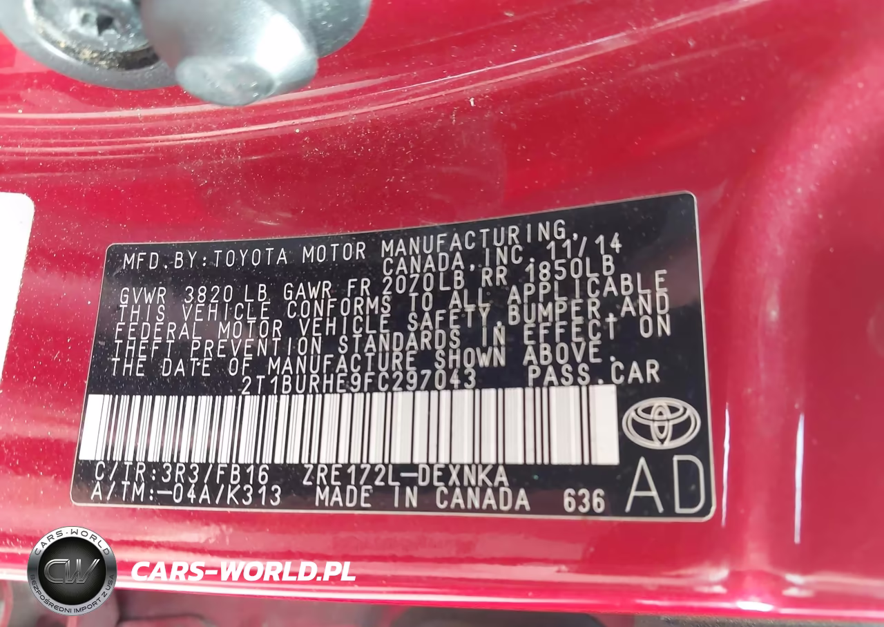 2015 Toyota Corolla Le VIN:2T1BURHE9FC297043 - 9