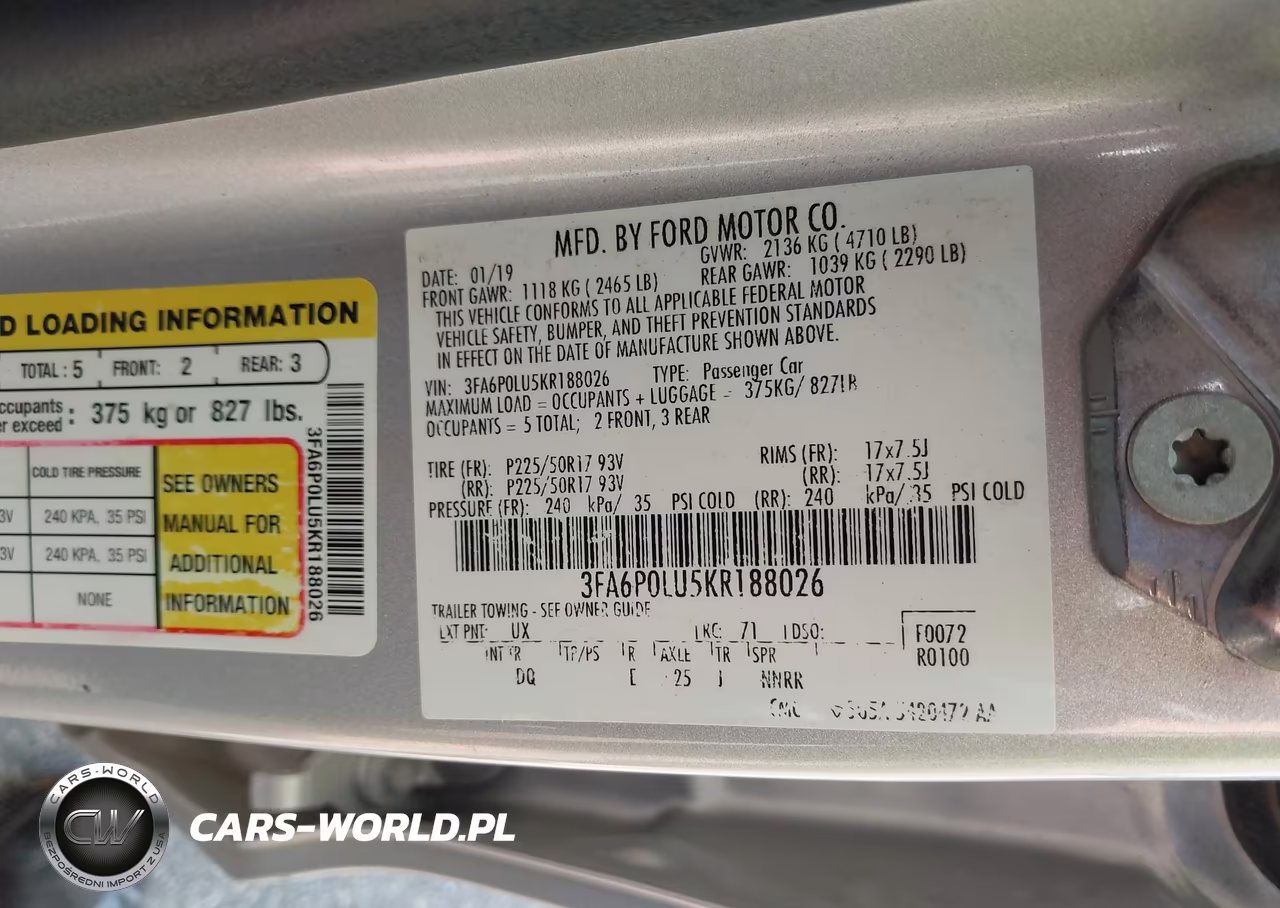 2019 Ford Fusion Hybrid Se VIN:3FA6P0LU5KR188026 - 9