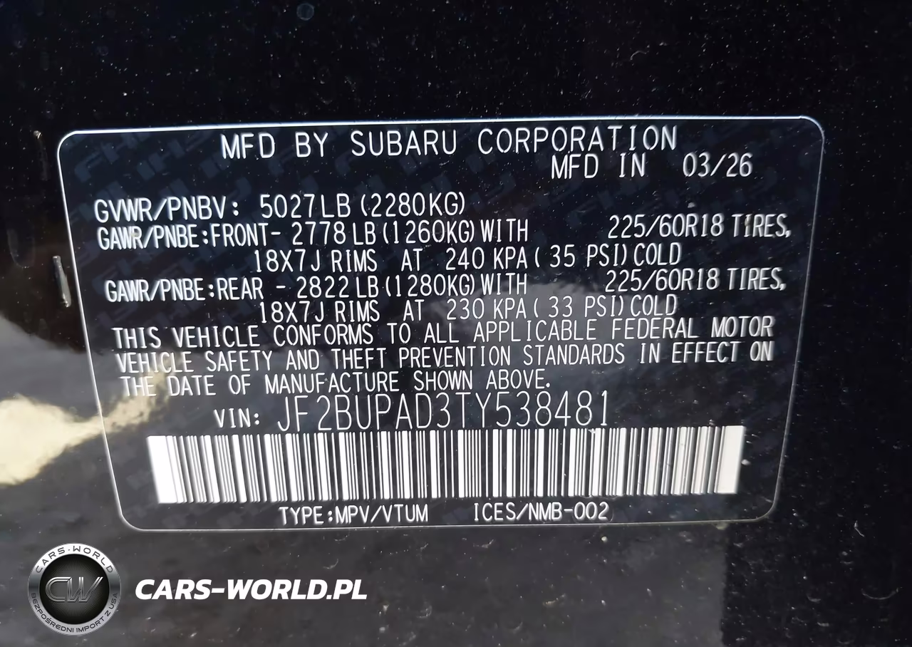 2026 Subaru Outback Premium VIN:JF2BUPAD3TY538481 - 9