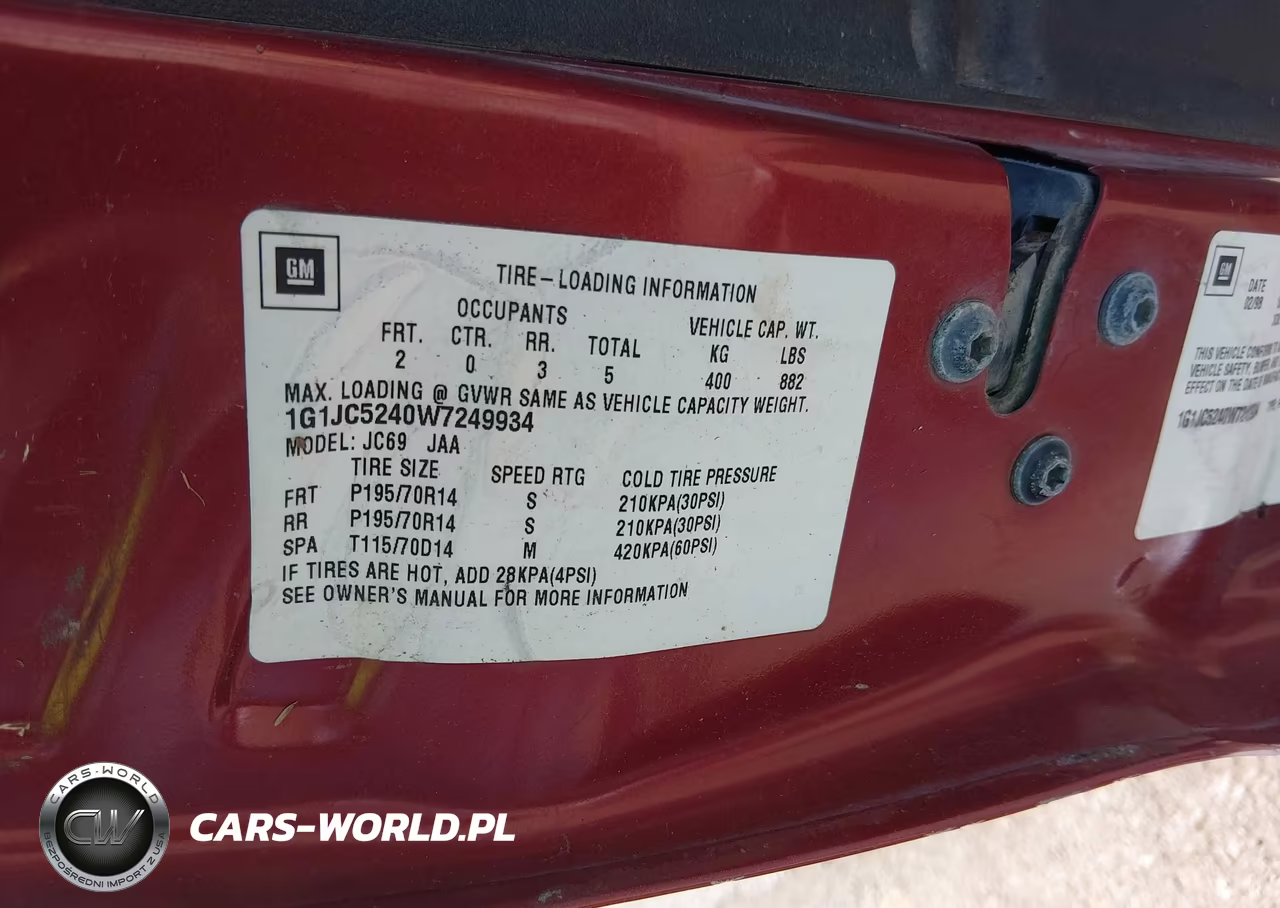 1998 Chevrolet Cavalier VIN:1G1JC5240W7249934 - 9