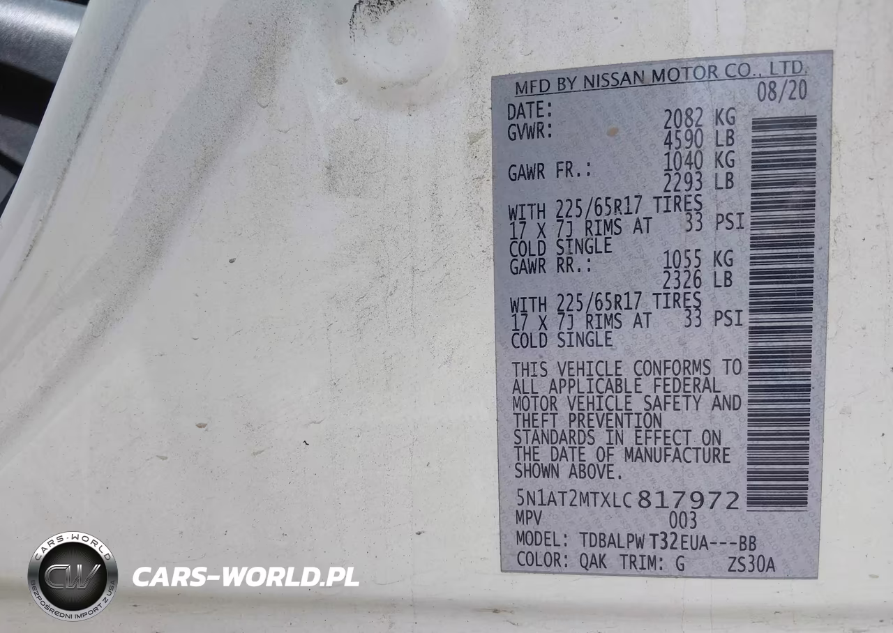 2020 Nissan Rogue S Fwd VIN:5N1AT2MTXLC817972 - 9