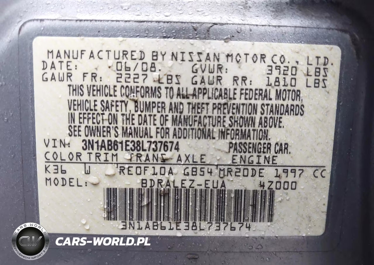 2008 Nissan Sentra 2.0S VIN:3N1AB61E38L737674 - 9