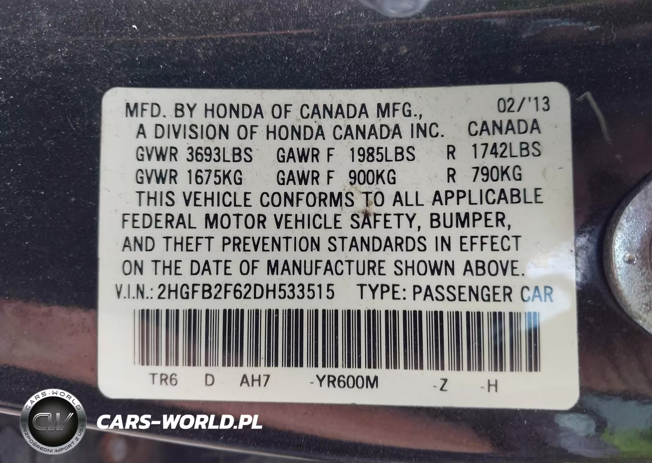 2013 Honda Civic Hf VIN:2HGFB2F62DH533515 - 9