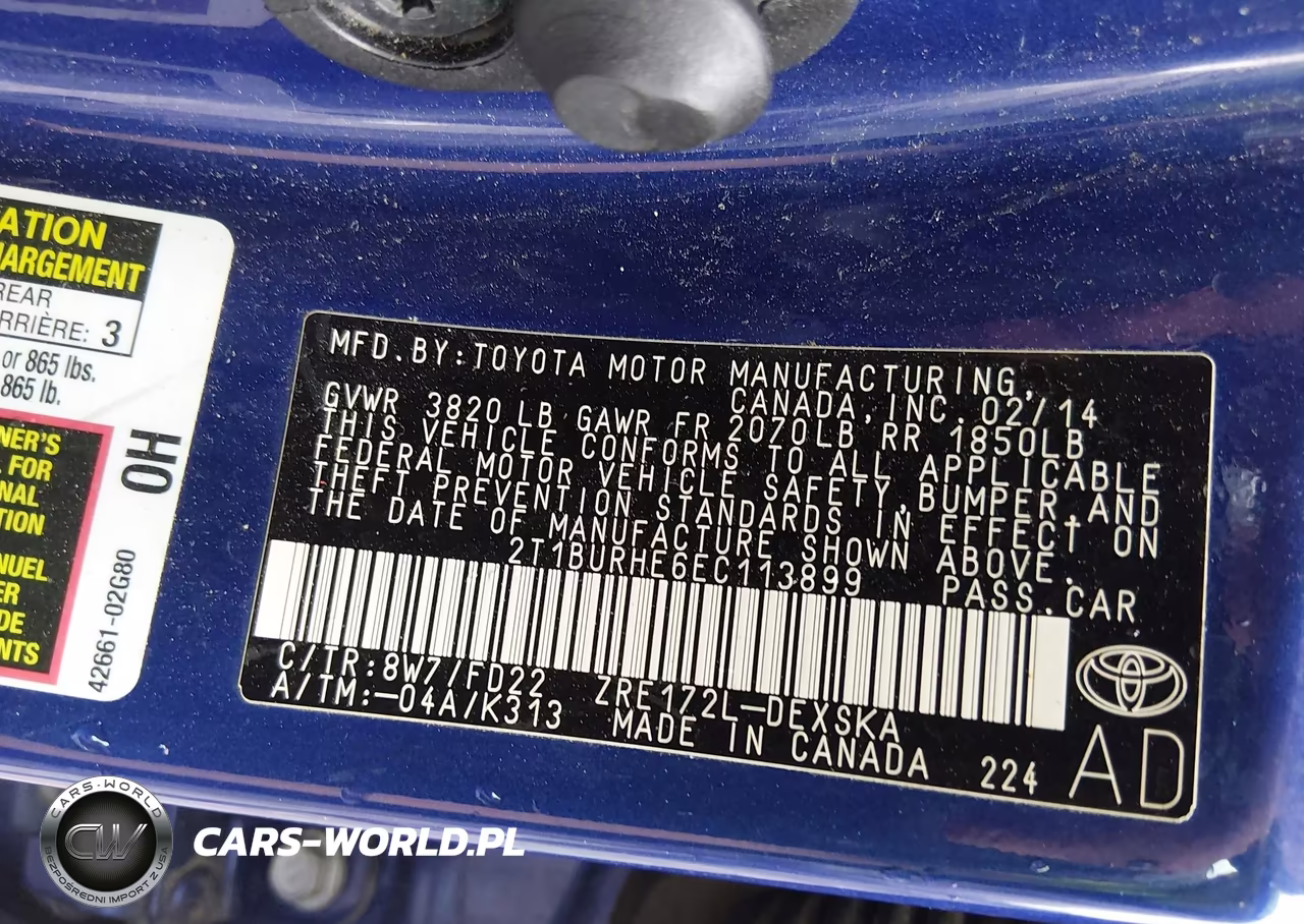 2014 Toyota Corolla S Plus VIN:2T1BURHE6EC113899 - 9