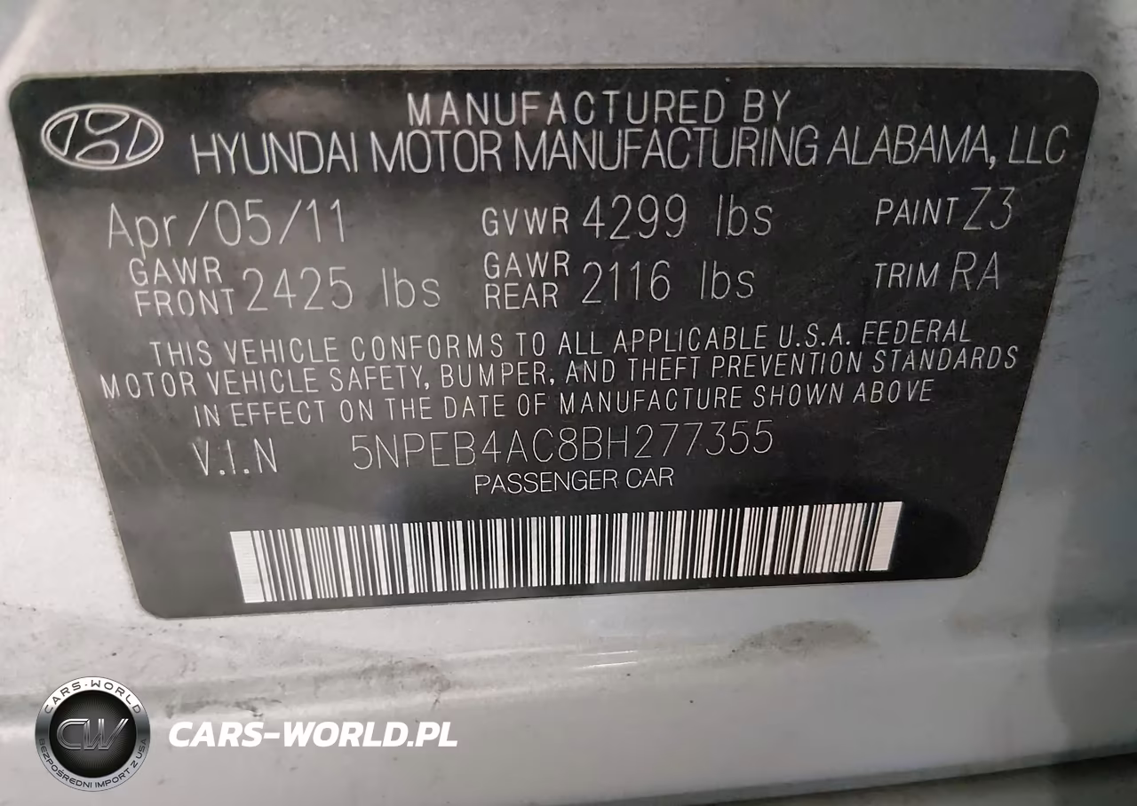 2011 Hyundai Sonata Gls VIN:5NPEB4AC8BH277355 - 9