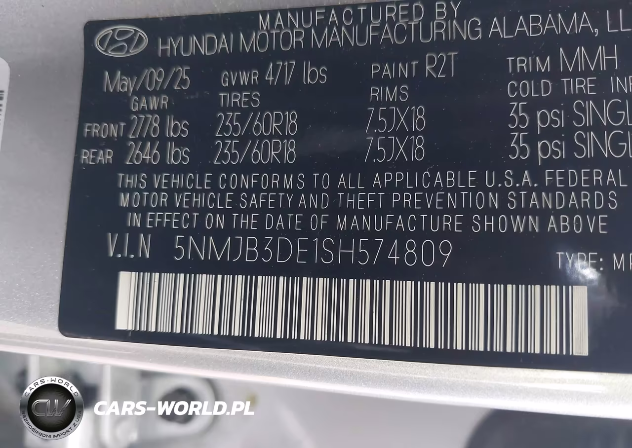 2025 Hyundai Tucson Sel VIN:5NMJB3DE1SH574809 - 9