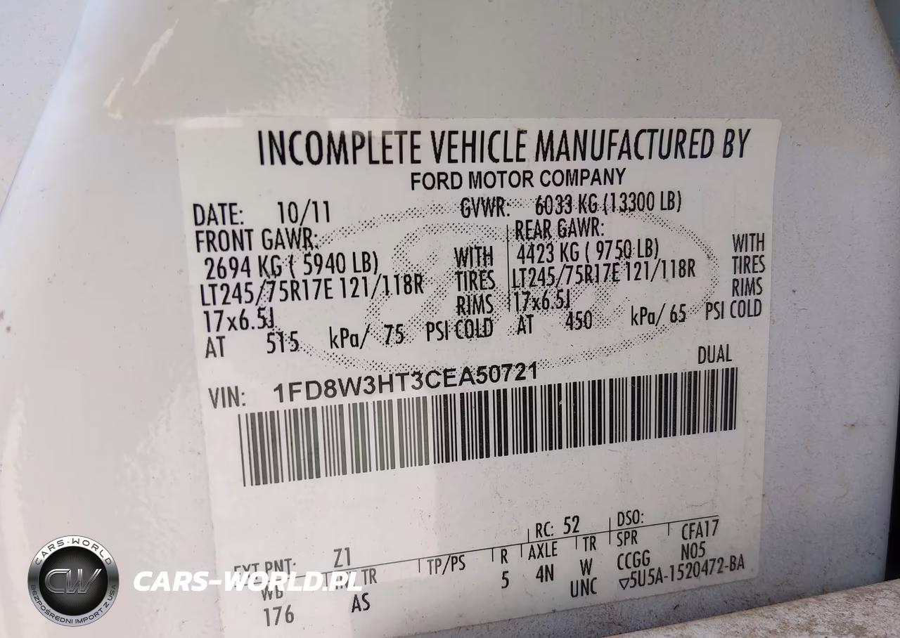 2012 Ford F-350 Chassis Xl VIN:1FD8W3HT3CEA50721 - 9
