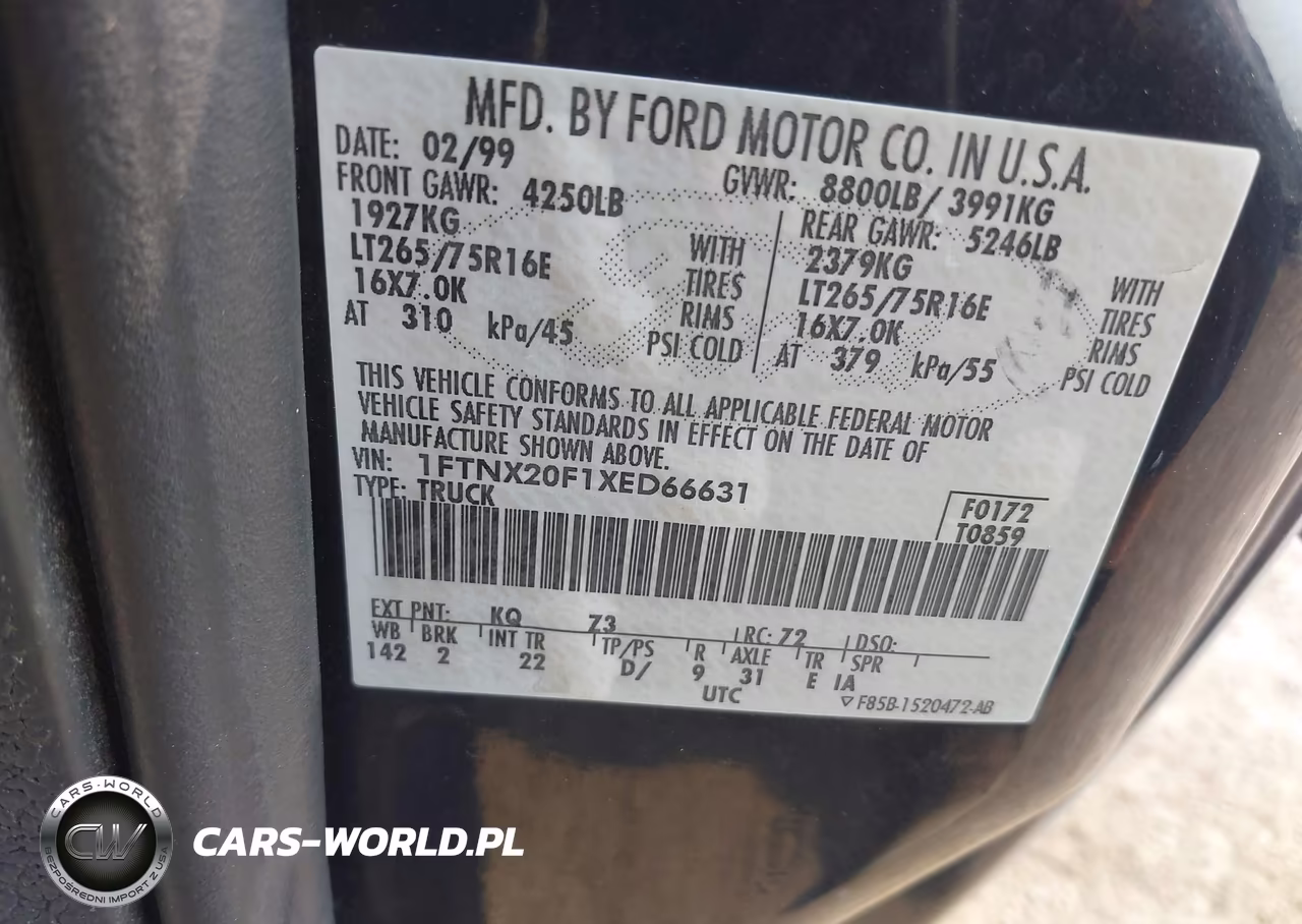 1999 Ford F-250 Lariat-Xl-Xlt VIN:1FTNX20F1XED66631 - 9