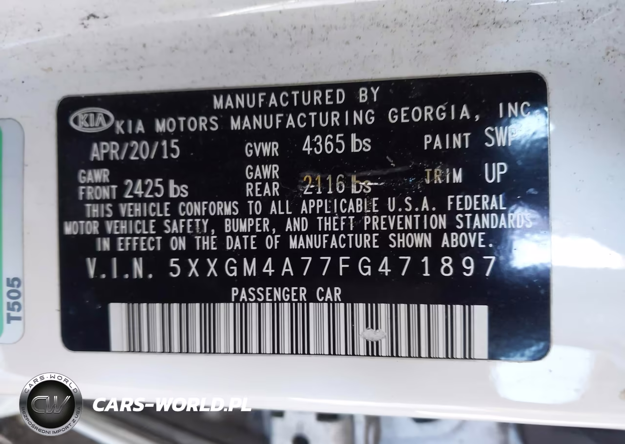 2015 Kia Optima Lx VIN:5XXGM4A77FG471897 - 9