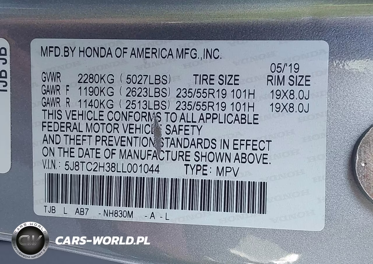 2020 Acura Rdx Standard VIN:5J8TC2H38LL001044 - 9
