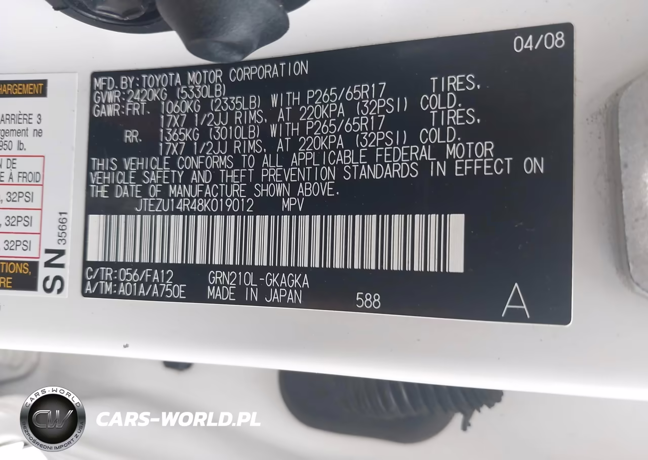 2008 Toyota 4Runner Sr5 V6 VIN:JTEZU14R48K019012 - 9