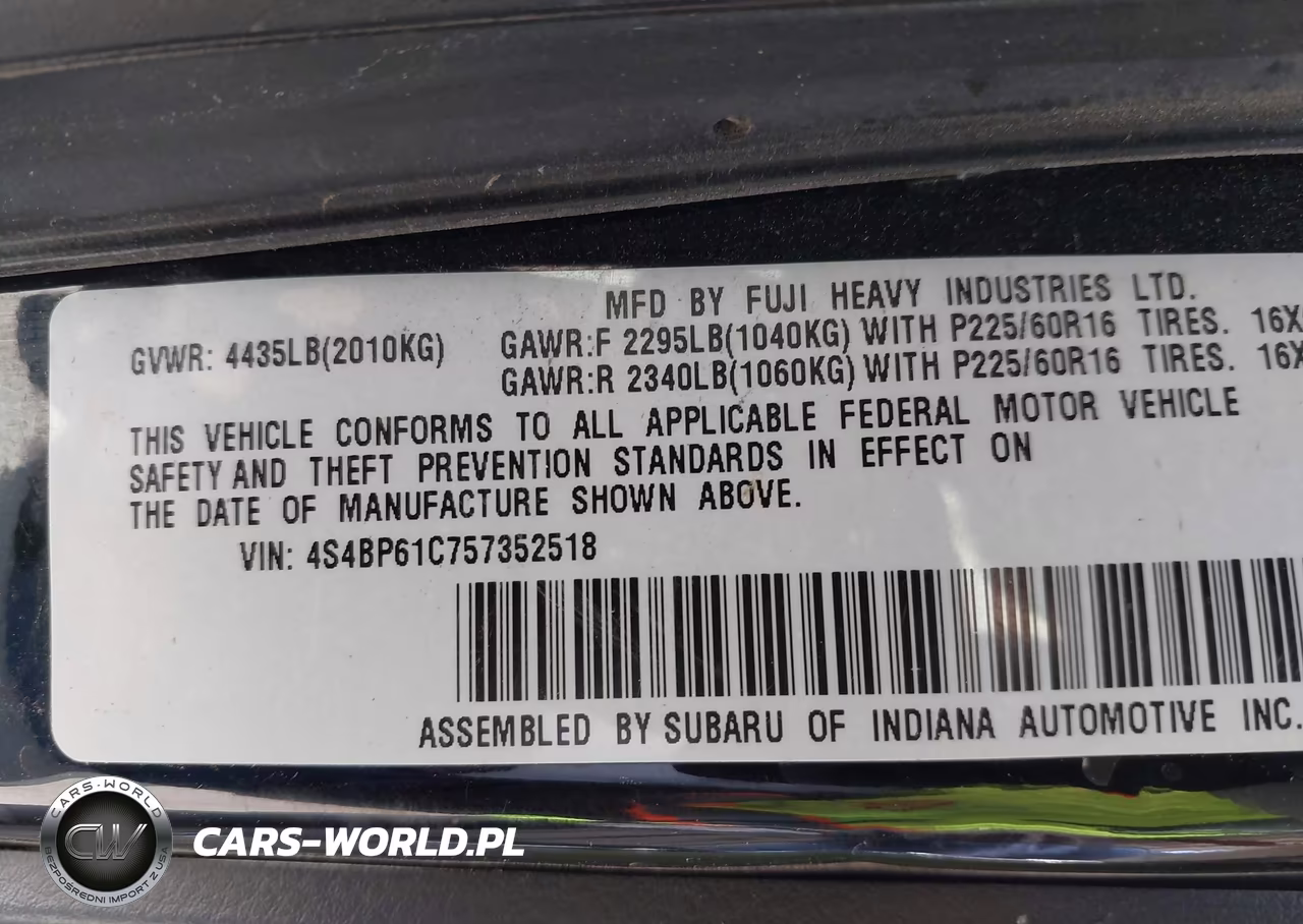 2005 Subaru Outback 2.5I VIN:4S4BP61C757352518 - 9