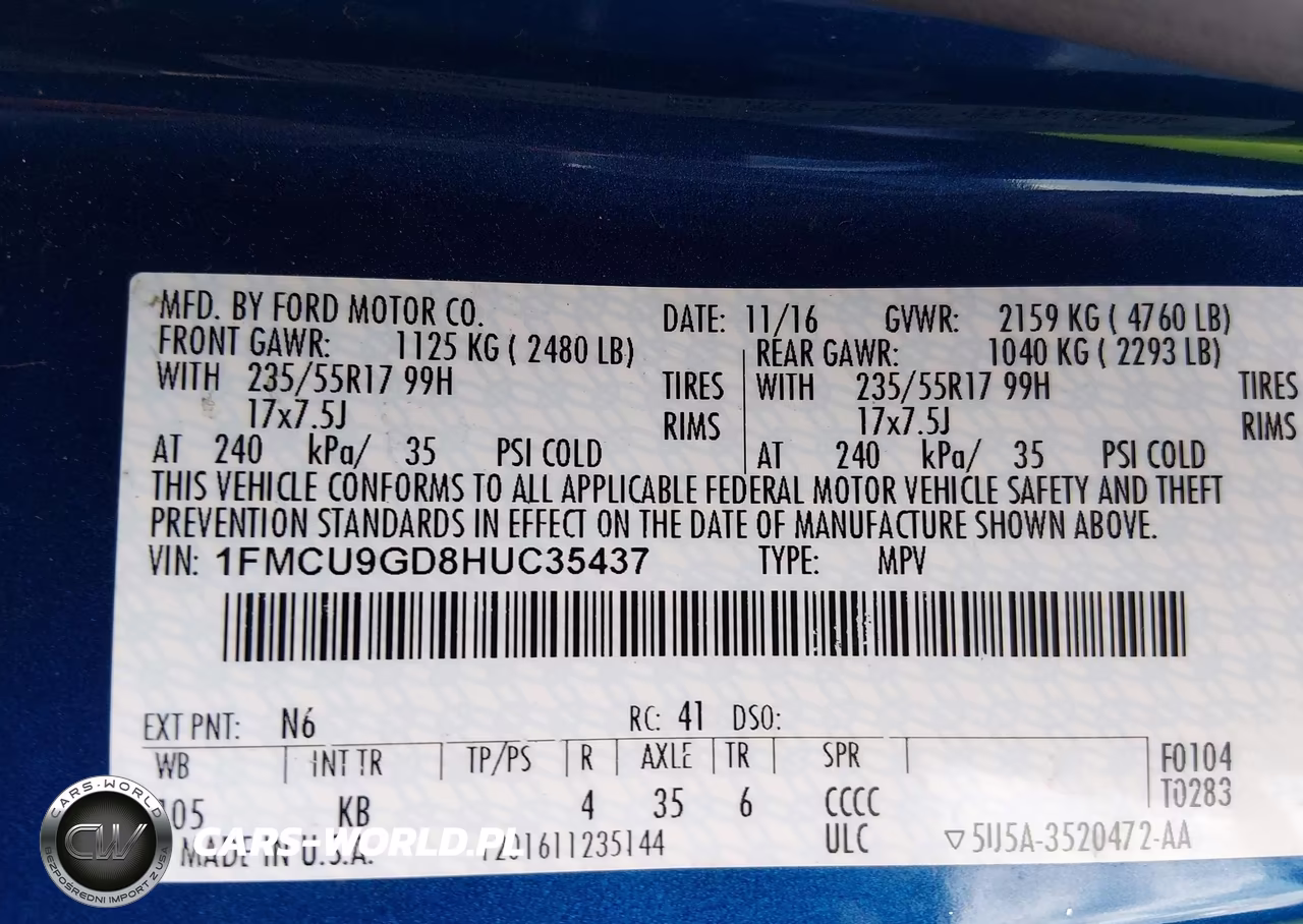 2017 Ford Escape Se VIN:1FMCU9GD8HUC35437 - 9