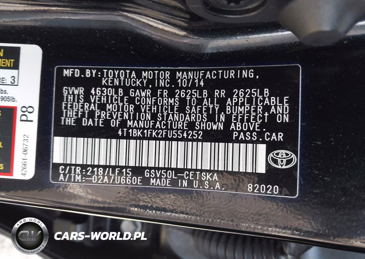 2015 Toyota Camry Xse V6 VIN:4T1BK1FK2FU554252 - 9