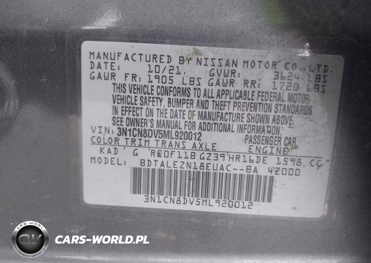2021 Nissan Versa S Xtronic Cvt VIN:3N1CN8DV5ML920012 - 9
