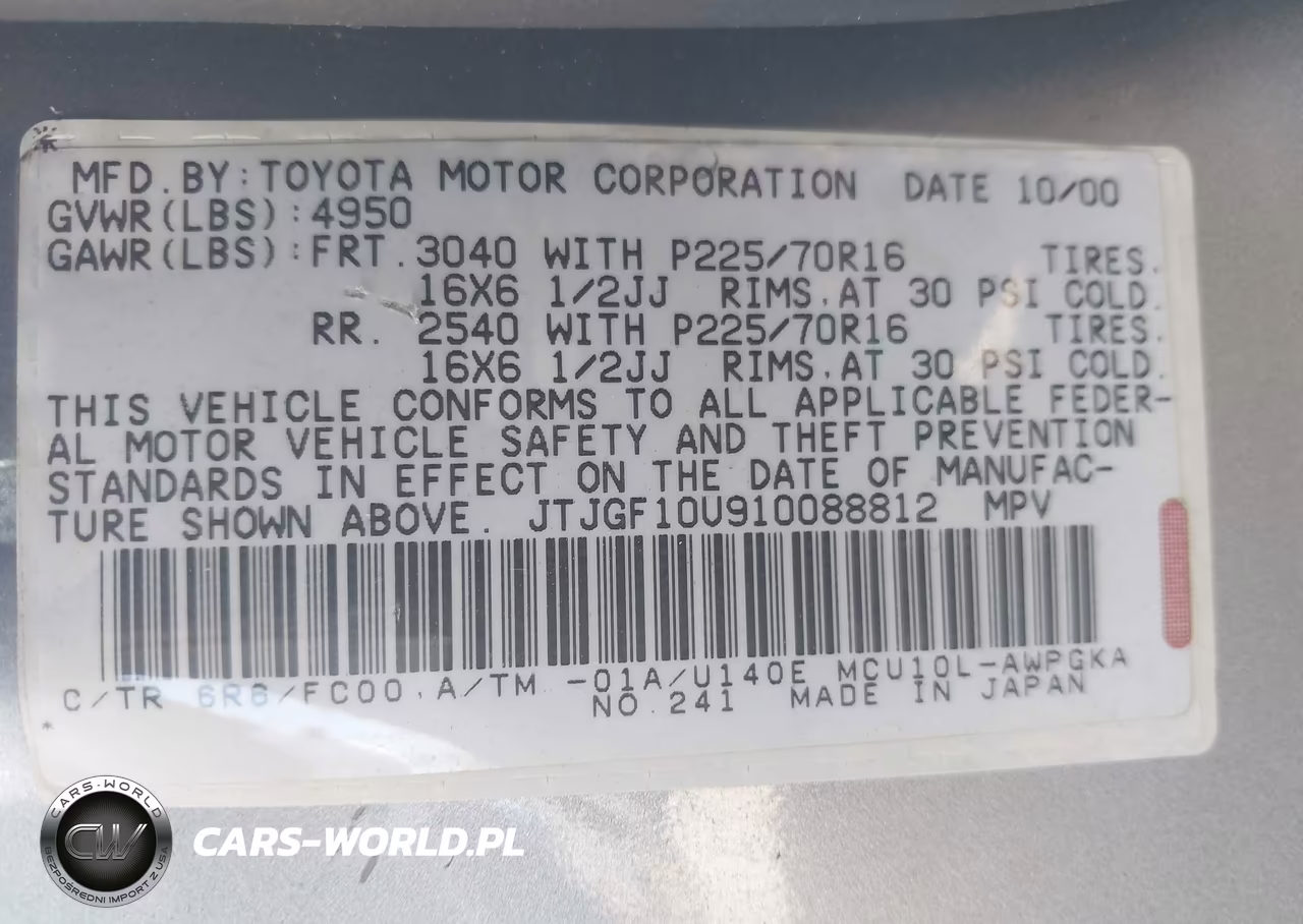 2001 Lexus Rx 300 VIN:JTJGF10U910088812 - 9