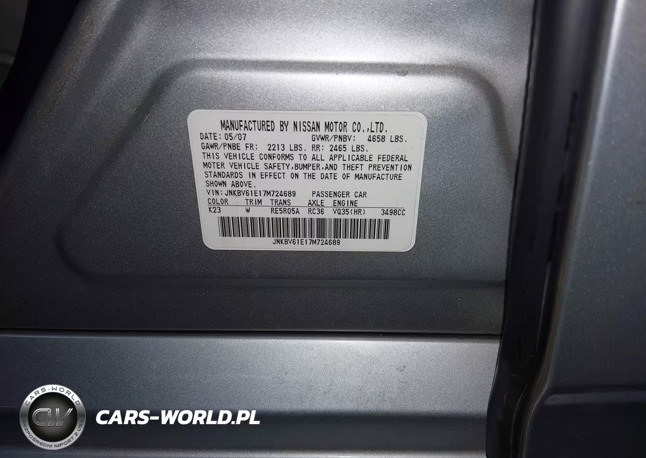 2007 Infiniti G35 Sport VIN:JNKBV61E17M724689 - 9